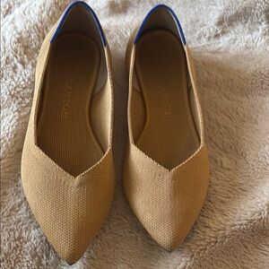 Rothy's Tan Pointed Toe Loafers with Textured Fabric